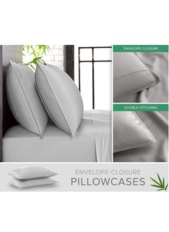 Buy Bamboo Pillowcase Pair 400TC Cool, Anti-Allergic, Soft and Silky – Silver in UAE