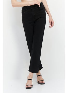 اشتري Women Regular Fit Solid Denim Jeans, Black في الامارات