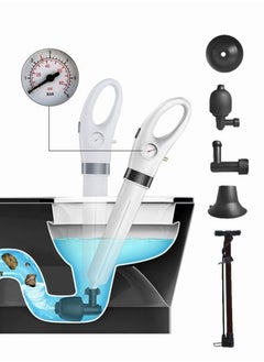 اشتري Toilet Plunger with Real-Time Barometer  Air Drain Blaster Kit  Clog Remover with Replaceable Heads  High Pressure Air Toilet Unclogger Plumbing Tools for Shower Sink Bathtub Clogged Pipe في السعودية