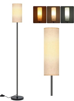 Buy Floor Lamp 3 Color Temperature Modern LED Standing Lamp Linen Lampshade Elegant High Light Stepless Dimming Floor Lamp in UAE