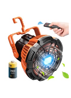 Buy X10 Portable Outdoor Camping USB Charging Remote Control Fan with LED Light (Orange) in UAE