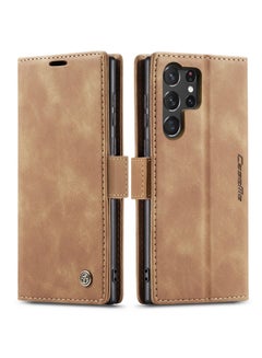 Buy CaseMe Samsung Galaxy S23 Ultra Case Wallet, for Samsung Galaxy S23 Ultra Wallet Case Book Folding Flip Folio Case with Magnetic Kickstand Card Slots Protective Cover - Brown in Egypt