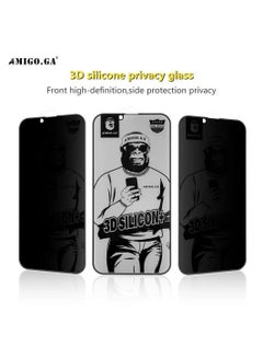 Buy AMIGO.GA Iphone 14 Pro Privacy 3D Silicon+ Glass Premium Screen Protector Full Stick Anti Dust Waterproof in UAE