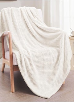 Buy Soft Waffle Fleece Blanket Single Size(170X200 CM) No Shed,No Pilling Plush Cozy Throw 300 GSM Lightweight Blanket For Bed, Couch , Chair , Sofa And Camping,White in UAE