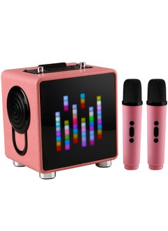 Buy Portable Bluetooth Speaker with LED Light and 2 Wireless Microphones for Kids Adults in UAE