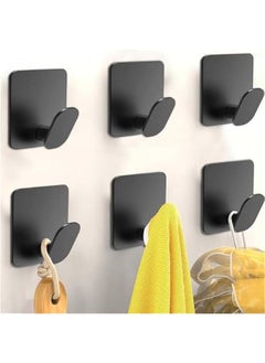 Buy 6  Adhesive Wall HooksTowel HooksHeavy Duty Hooks for Hanging Towels Robes Coats Keys Calendars Stick on BathroomRoomDoorKitchen SUS 304 Stainless Steel Black) in Saudi Arabia