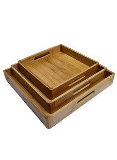 Buy 3-Piece Square Bamboo Serving Trays Set in UAE