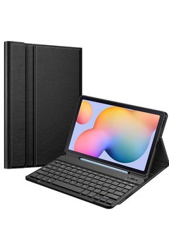 اشتري 3 Fold Wireless Bluetooth Keyboard Stand Pen Holder Detachable Tablet Cover Case For Samsung Galaxy Tab S6 Lite 10.4 Inch 2020 Model SM-P610 Black في الامارات