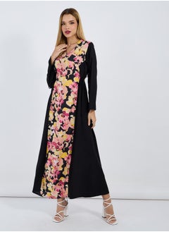 Buy Floral Front Panel Jalabiya with Side Tie Up Detail in Saudi Arabia