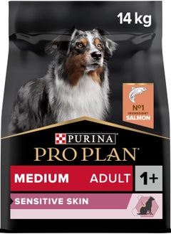 اشتري Purina Pro Plan Sensitive Skin Medium Adult, Dry Dog food with Salmon, 14 kg في الامارات