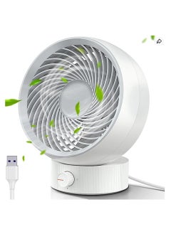 اشتري New USB Desk Fan, Small Personal Desktop Table Fan with Strong Wind, Quiet Operation Portable Mini Fan for Home Office Bedroom Table and Desktop (White) في الامارات