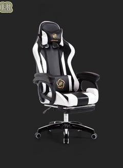 Buy LR Gaming Chair Adjustable Computer Chair Fantastic Steel Gaming Chair Office Chair Computer Ergonomic Office Executive Chair with Footrest Lumbar Support Headrest Armrest Black and White in Saudi Arabia
