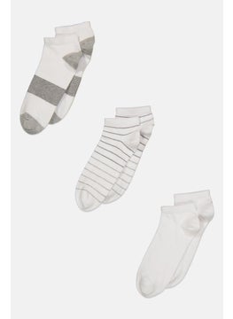 اشتري Men 3 Pairs Ankle Socks, White/Grey في الامارات