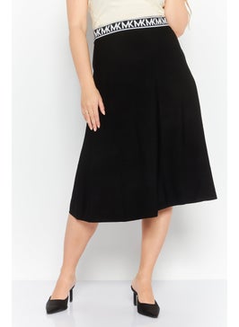 Buy Women Eco Bold Logo Metallic Flare Skirts, Black in UAE