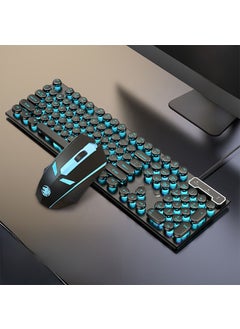 اشتري Vintage Punk Keyboard  Mouse for Gaming and Office Black blue single Keyboard + Mouse في السعودية