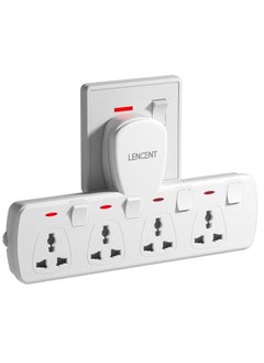 Buy LENCENT Multi Plug Extension Socket, 4 Way Electrical Outlet Extender, Wall Charger, Universal Plug Adapter, Charging Station for Home, Office, Kitchen, Individually Switched in Saudi Arabia