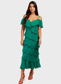 اشتري Cascading Frills Midi Dress في الامارات