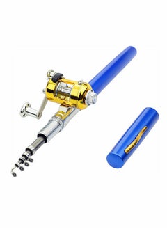 Buy Fishing Rod, Portable Mini Telescopic Pen Fish Rod Aluminum Alloy Pocket Fishing Rod Pole and Reel Combo Pen Shape Folded Fishing Rod with Reel Wheel for Outdoor River Lake Fishing, Blue in Saudi Arabia