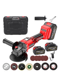 Buy Angle Grinder, Cordless Angle Grinder Kit with 2x 4.0AH Batteries, Grinder Tool with Brushless Motor, 9000RPM, Wrench, Fast Charger, Cordless Grinder for Cutting Grinding Polishing in Saudi Arabia