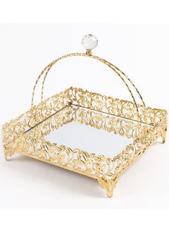 Buy Roza Large Square Basket, Gold - 28x25 cm in UAE