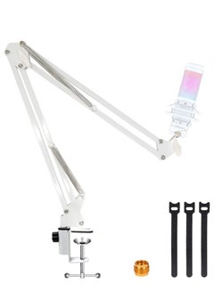 Buy Metal Adjustable Studio Microphone Stand Suspension Boom Table Bracket White(without Microphone) in UAE