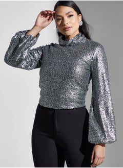 Buy Puff Sleeve Sequin Top in UAE