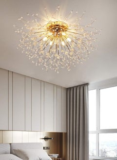 Buy 6 Head Gold Dandelion Crystal Ceiling Lamp G9 LED 3000K Living Room Bedroom Dining Room Lamps in Saudi Arabia