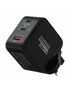 Buy More Power Wall charger head with Two PD Ports and A USB port 65W with GAN Technology in Saudi Arabia