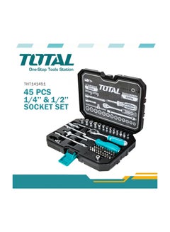 Buy TOTAL Versatile 1/4-Inch Drive Toolkit 45-Piece Socket Set for Mechanics and DIY Enthusiasts -THT141451 in Saudi Arabia