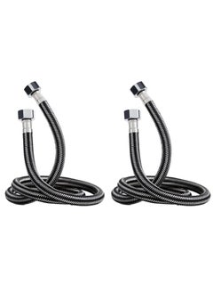 Buy Braided Hose 3 Meter, 2 Pieces Stainless Steel Flexible Hot Cold Water Plumbing Inlet Pipe 1/2inch for Bathroom Kitchen Sink Toilet Taps Heaters (G1/2 X G1/2) Black in UAE