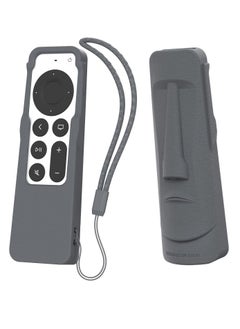 Buy Case for Apple TV Siri Remote 2021 and Compatible with Apple AirTag, Shock Absorption, Drop Protection, Standing Design, Anti-Lost with Remote Lanyard (Grey) in Saudi Arabia