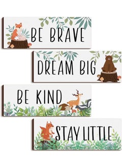 اشتري 4 Pieces Nursery Decor Baby Safari Nursery Decor Kids Cute Jungle Animal Room Decor Nursery Decorations for Baby boy Bedroom Toddler Room 11x 3.9 Inches White Background في الامارات