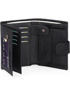 Buy Men's Wallets Multifunctional RFID Blocking Leather Wallet Credit Card Trifold Compact Wallets for Men with ID Window and Coin Pocket(Black) in Saudi Arabia