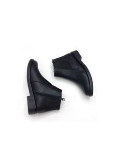Buy Lifestylish G-47 Ankle boot flat leather Elastic and zip - Black in Egypt