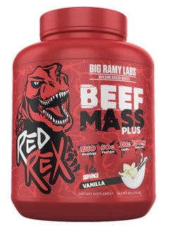 Buy Big Ramy Labs Red Rex Beef Mass Plus, Provides Energy for Strength Gains, Vanilla Flavor, 6 LB in UAE