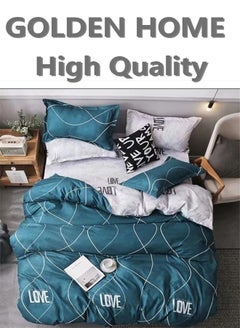 Buy King/queen/single size, striped pattern duvet cover set. 6 Piece set includes 1 Comforter Cover, 1 Fitted Bedsheet, 4 Pillowcases in UAE