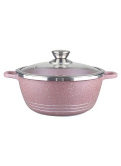 اشتري Ceramic Non Stick Cooking Pot With Glass Lid Purple 24cm في الامارات