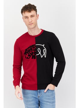 اشتري Men Crew Neck Long Sleeve Embroidered Sweatshirt, Black/Red في الامارات