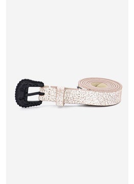 اشتري Women Textured Slim Belts, White في السعودية