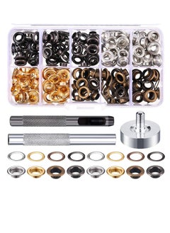 Buy 1/4 Inch Grommet Kit 200 Sets Grommets Eyelets with 3 Pieces Install Tool Kit with Storage Box for Clothes, Jackets, Jeans Wears, Bracelets, Bags, Belts Repair Decoration (4 Colors) in UAE