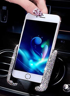Buy Bling Car Phone Holder Mini Dash Air Vent Automatic Mount Universal 360°Adjustable Crystal Auto Stand in UAE