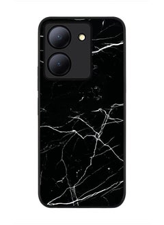 اشتري Rugged Black Edge case for Vivo Y27s/ Vivo Y27 5G, Slim fit Soft Case Flexible Rubber Edges Anti Drop TPU Gel Thin Cover - Marble Print Black في الامارات