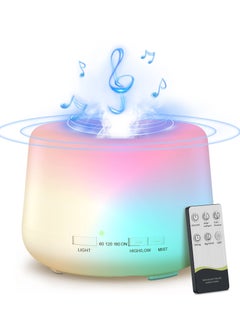 Buy Humidifier Oil Fragrance Diffuser Bluetooth Speaker 5.0, 500ML Aromatherapy Diffusers for Aroma Essential Oils Large Room Bedroom Office Home 14 Colors Night Light with Remote, 4 Timers in UAE