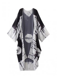 Buy New Contrast Print Long Loose Beach Cover Up Black in UAE