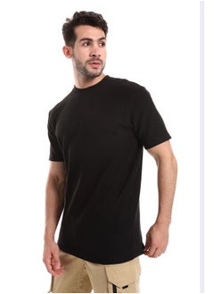 Buy Slip On Ribbed Patterned Allover Black Casual Tee in Egypt