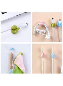 Buy Hand Shape Cable Clips, USB Cord Holders Cable Management For Hanging (Pack Of 10) Silicone Hooks Cord Holders Self-Adhesive Home/Office/Cars (Multicolor) in Egypt