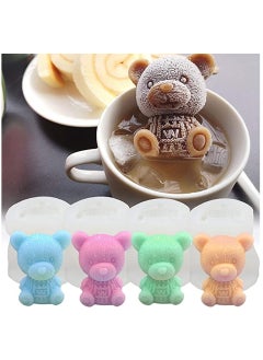 Buy Cute 3D Bear Ice Silicone Moulds Tray Make DIY Drinks Iced Coffee Juice Party Kids Cake Decorating Bear ,Pack of 4 in UAE