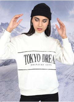 Buy Text Print High Neck Oversized Sweatshirts in Saudi Arabia