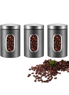 Buy 3-piece Jar Set With Transparent Window Airtight Tea Sugar And Coffee Storage Jars, Coffee Containers in Saudi Arabia