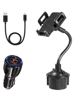 Buy Car Cup Holder phone Mount base installation and rotatable 360 degrees With car charger and Micro USB cable in Saudi Arabia